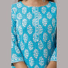 Light Blue Cotton Printed Kurta and Pant Set-Frionkandy