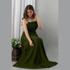 Dark Green Shirred Gown Dress - Frionkandy