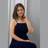 Navy Blue Shirred Gown Dress-FrionKandy
