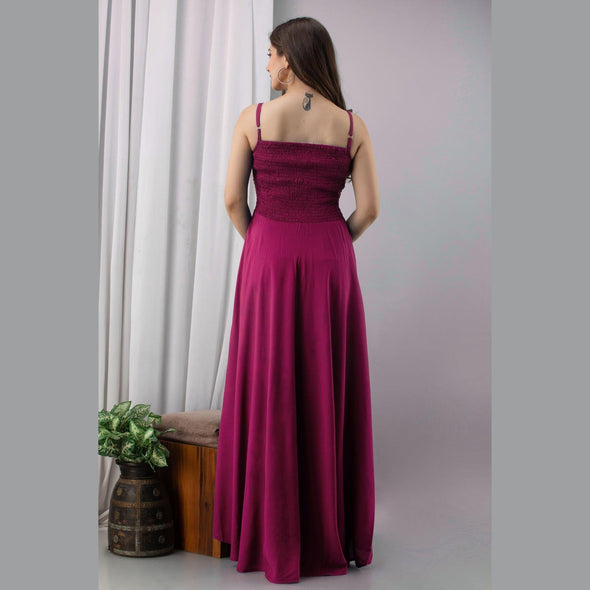 Pink Shirred Gown Dress-FrionKandy