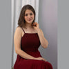 Maroon Shirred Gown Dress - Frionkandy