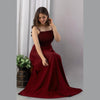 Maroon Shirred Gown Dress - Frionkandy