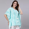 Light Blue Tie And Dye Print Cotton Kaftan Dress (SHKUP1207)