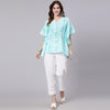 Light Blue Tie And Dye Print Cotton Kaftan Dress (SHKUP1207)