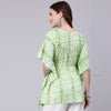 Light Green Tie And Dye Print Cotton Kaftan Dress (SHKUP1208)