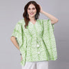 Light Green Tie And Dye Print Cotton Kaftan Dress (SHKUP1208)