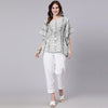 Grey Tie And Dye Print Cotton Kaftan Dress (SHKUP1209)