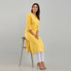 Women Yellow Floral Print Straight Kurta (SHKUP1213)