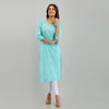 Women Sky Blue Floral Print Straight Kurta (SHKUP1214)