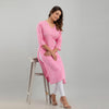 Women Pink Floral Print Straight Kurta (SHKUP1215)