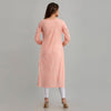 Women Peach Floral Print Straight Kurta (SHKUP1216)
