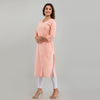 Women Peach Floral Print Straight Kurta (SHKUP1216)