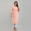 Women Peach Floral Print Straight Kurta (SHKUP1216)