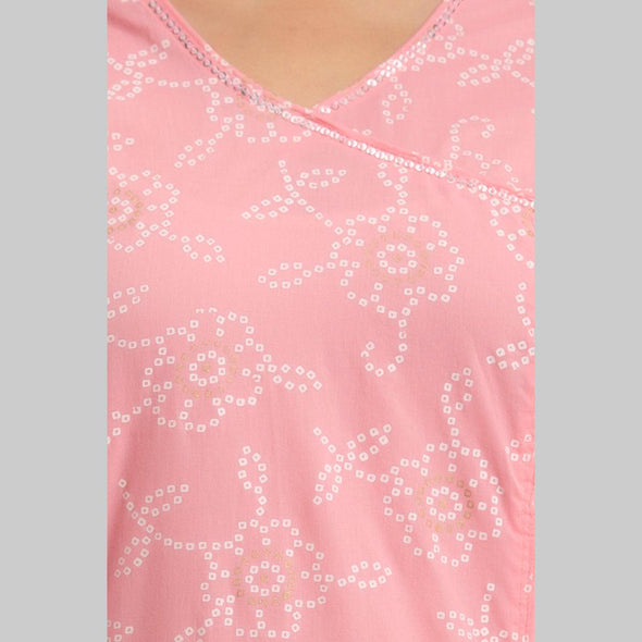 Women Pink Floral Print Straight Kurta (SHKUP1218)