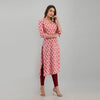 Women Pink Floral Print Straight Kurta (SHKUP1219)