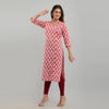 Women Pink Floral Print Straight Kurta (SHKUP1219)