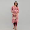 Women Pink Floral Print Straight Kurta (SHKUP1219)
