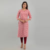 Women Pink Floral Print Straight Kurta (SHKUP1219)