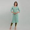 Women Sea Green Floral Print Straight Kurta (SHKUP1220)
