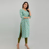 Women Sea Green Floral Print Straight Kurta (SHKUP1220)