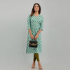 Women Sea Green Floral Print Straight Kurta (SHKUP1220)