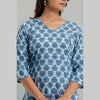 Women Light Blue Floral Print Straight Kurta (SHKUP1221) - Frionkandy