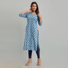 Women Light Blue Floral Print Straight Kurta (SHKUP1221)