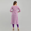 Women Purple Floral Print Straight Kurta (SHKUP1222)