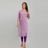 Women Purple Floral Print Straight Kurta (SHKUP1222)