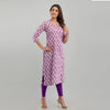 Women Purple Floral Print Straight Kurta (SHKUP1222)