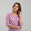Women Purple Floral Print Straight Kurta (SHKUP1222)