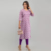 Women Purple Floral Print Straight Kurta (SHKUP1222)