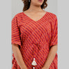 Red Leheriya Print Cotton Kaftan Dress (SHKUP1223) - Frionkandy