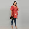 Red Leheriya Print Cotton Kaftan Dress (SHKUP1223)