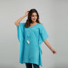 Light Blue Leheriya Print Cotton Kaftan Dress (SHKUP1224) - Frionkandy