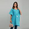 Light Blue Leheriya Print Cotton Kaftan Dress (SHKUP1224)