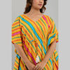 Yellow Leheriya Print Cotton Kaftan Dress (SHKUP1227)