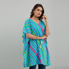 Light Blue Leheriya Print Cotton Kaftan Dress (SHKUP1229)