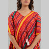 Red Leheriya Print Cotton Kaftan Dress (SHKUP1230)