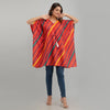 Red Leheriya Print Cotton Kaftan Dress (SHKUP1230)