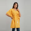 Yellow Bandhani Print Cotton Kaftan Dress (SHKUP1231)