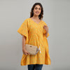 Yellow Bandhani Print Cotton Kaftan Dress (SHKUP1231)