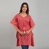 Pink Bandhani Print Cotton Kaftan Dress (SHKUP1232)