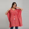 Pink Bandhani Print Cotton Kaftan Dress (SHKUP1232)