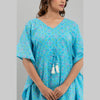 Light Blue Bandhani Print Cotton Kaftan Dress (SHKUP1233) - Frionkandy