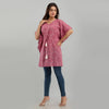 Purple Bandhani Print Cotton Kaftan Dress (SHKUP1234)