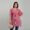 Purple Bandhani Print Cotton Kaftan Dress (SHKUP1234)