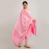 Pink Floral Print with Yoke Design Straight Kurta with Trousers & Dupatta - Frionkandy