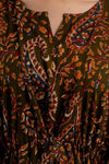 Dark Green Floral Print Pure Cotton Kaftan Maxi Ethnic Dress - SHKUP1246 - Frionkandy