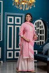 Women Pink Bandhani Printed Kurta with Sharara & Dupatta